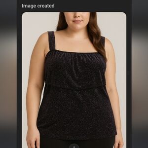 Studio 1940 Black & Purple Sparkle Tank Top – Size 20W